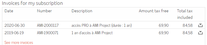 My AMI Project invoices