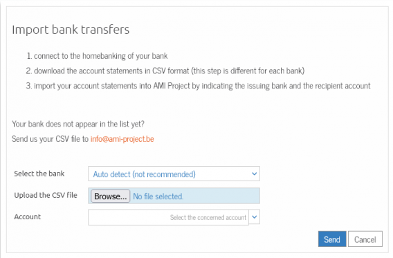 Import of bank statements in CSV format